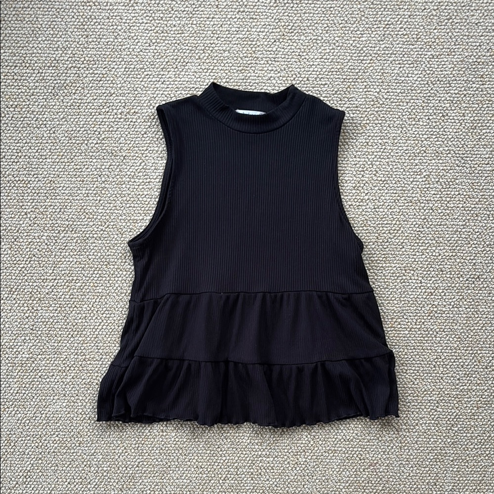 Altar'd State Black Ruffled Tiered Top